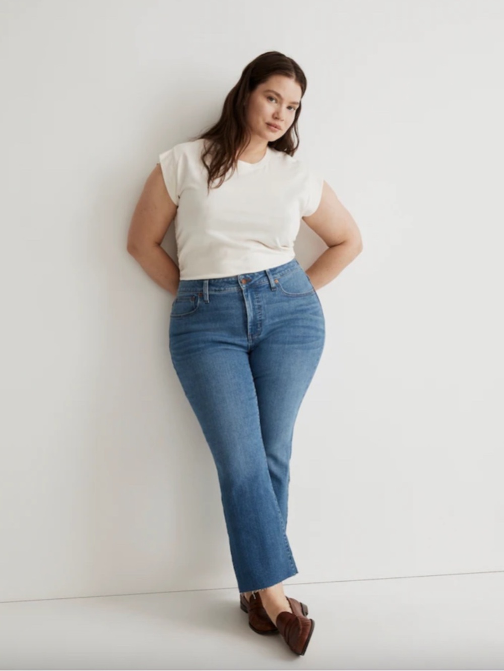 Madewell Mid-Rise Kick Out Crop Jeans Cherryville Wash 28W NWT Stretch